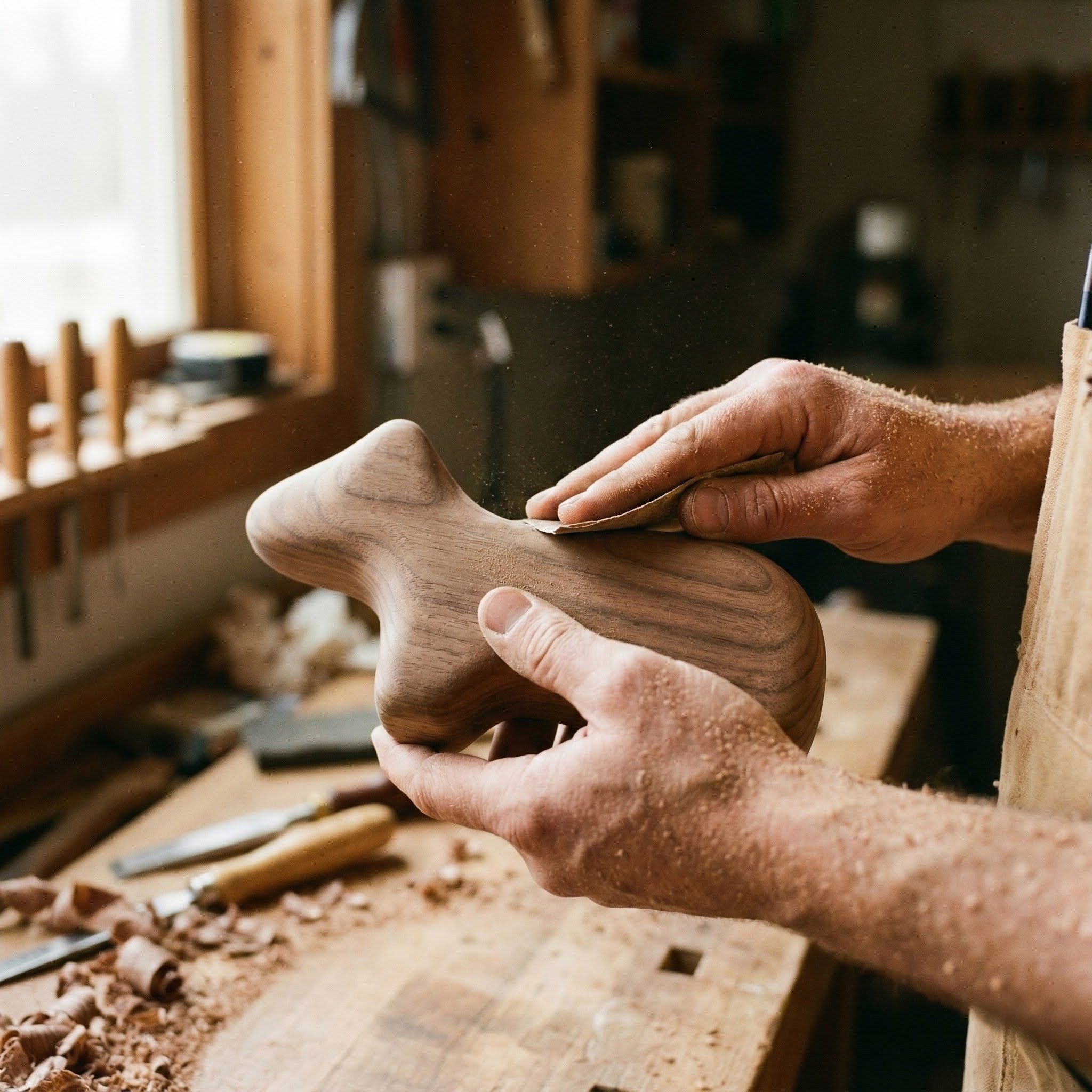 Authentische Nahaufnahme der Hände eines Handwerkers